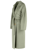 Max Mara Madame' Virgin Wool And Sage Green Cashmere Coat