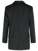 Max Mara 'Mattia' Black White White Pinstriped Virgin Wool Blazer