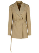 Sportmax 'tubinga' beige bruine maagdelijke wollen blazer