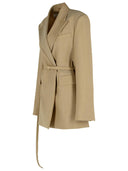 Sportmax 'tubinga' beige bruine maagdelijke wollen blazer