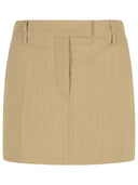 Sportmax 'Fify' Beige Brown Virgin Wool Miniskirt