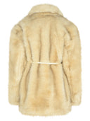 Sportmax 'Rosaria' Beige Faux Fur Belted Jacket