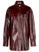 Sportmax 'Borel' Oversize Burgundy Nappa Lear Shirt