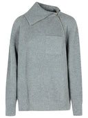 Sportmax 'Salpa' Cashmere Blend Sweater With Medium Grey Zip
