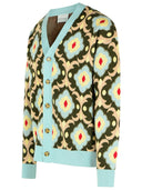 Drole De Monsieur 'Tapisserie' Khaki Merino Wool Cardigan