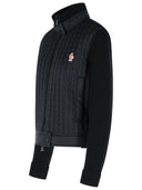 Moncler Grenoble Black Virgin Wool Padded Cardigan