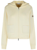 Moncler 'Zip Up' Cream Cotton Blend Sweatshirt