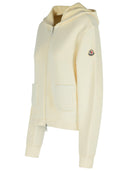 Moncler 'Zip Up' Cream Cotton Blend Sweatshirt