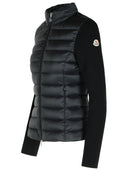 Moncler Tricot' Cardigan In Polyamide And Black Virgin Wool