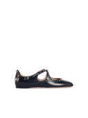 Bally 'Ballyrina' Black Lear Ballet Flats med dubbar
