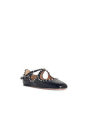 Bally 'Ballyrina' Black Lear Ballet Flats med dubbar