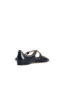 Bally 'Ballyrina' Black Lear Ballet Flats med dubbar