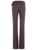 Sportmax 'Banda' Slim Trousers With Asymmetric Belt In Coffee Virgin Wool Blend