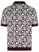 Casablanca 'Monogram' Burgundy Cotton Polo Shirt