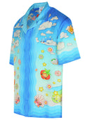 Camicia di seta azzurra "kawaii"