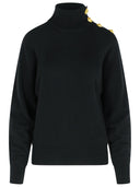 Balmain Turtleneck Sweater In Virgin Wool And Black Cashmere