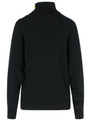 Balmain Turtleneck Sweater In Virgin Wool And Black Cashmere