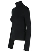 Courreges Turtleneck Sweater In Black Viscose Blend