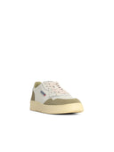 Autry 'Medalist Low' Green And White Lear And Suede Sneakers