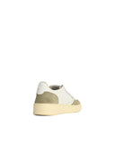 Autry 'Medalist Low' Green And White Lear And Suede Sneakers