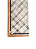 Burberry Sciarpa in seta a quadri con "Knight Stamp" bianco "Pebble"