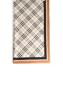 Burberry Sciarpa in seta a quadri con "Knight Stamp" bianco "Pebble"