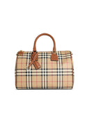Burberry Medium 'Bowling Check' Bag In Briar Brown Cotton Blend