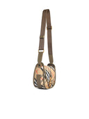 Burberry 'B Clip' Mini Messenger Bag In Beige Sand Cotton Blend