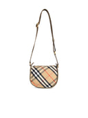 Burberry 'B Clip' Mini Messenger Bag In Beige Sand Cotton Blend