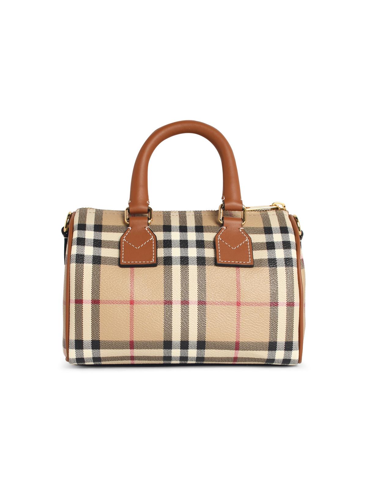 Burberry Mini torba „Bowling” Briar Brown „Check” z domieszką bawełny
