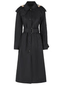 Car coat lungo di Burberry con cappuccio in nylon nero
