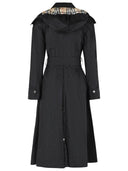 Car coat lungo di Burberry con cappuccio in nylon nero