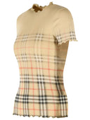 Burberry 'Letty' Stretch Cotton Sweater With Sand Beige 'Check' Shaded