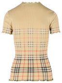 Burberry 'Letty' Stretch Cotton Sweater With Sand Beige 'Check' Shaded