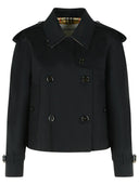 Burberry Black Cotton Gabardine Trench Coat Jacket