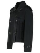 Burberry Black Cotton Gabardine Trench Coat Jacket