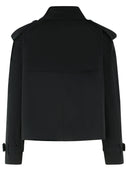 Burberry Black Cotton Gabardine Trench Coat Jacket