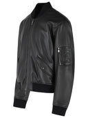 Dolce & Gabbana Black Lear Bomber Jacket
