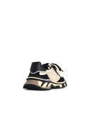 Dolce & Gabbana 'Airmaster' Ivory And Black Fabric And Lear Sneakers