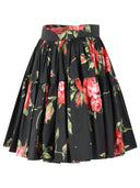 Dolce & Gabbana 'Bouquet Rose' Print Short Skirt In Black Cotton