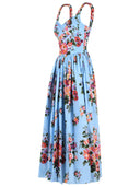 Dolce & Gabbana Floral Dress In Light Blue Cotton