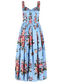 Dolce & Gabbana Floral Dress In Light Blue Cotton