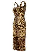 Dolce & Gabbana Vestido De Seda Con Estampado De Leopardo