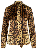 Dolce & Gabbana Camisa De Seda Con Estampado De Leopardo