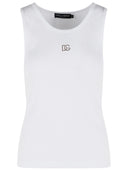 Dolce & Gabbana White Textile Glass Blend Tank Top