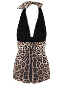 Dolce & Gabbana Leopard Print Stretch Nylon Badedragt