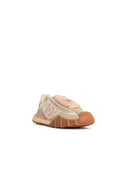 Dolce & Gabbana 'Dg Athletic' Ivory And Pink Fabric And Lear Sneakers