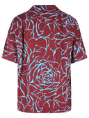 Dries Van Noten 'Carltone' Burgundy And Light Blue Viscose Shirt