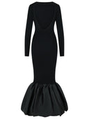 Rotate Long Dress In Black Viscose Blend