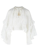 Zimmermann 'Daylight' White Cotton Blend Blouse